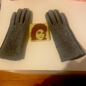 Silver sparkly gloves